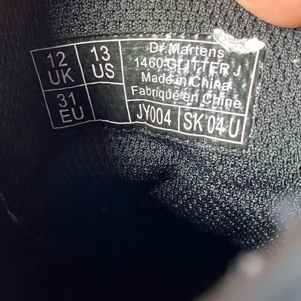 Dr. Martens Boots 1460 Girls 13 Pink Ombre Glitter Lace Up Combat Shoes - Picture 11 of 12